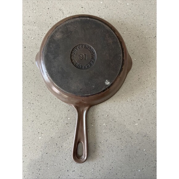 Vintage Le Creuset Made in France #16 Brown Cast Iron 6 1/2 Skillet Fry Pan READ - Picture 6 of 8